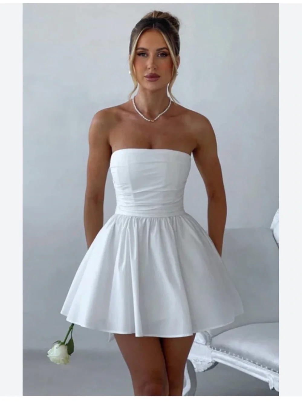 Babyboo Gorgeous Ivory Strapless Mini Dress Katrina- L Fits like a Medium 6/8 - Picture 3 of 13